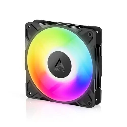 ARCTIC P12 Pro A-RGB - Puissant ventilateur premium, ventilateur PWM 120 mm avec répartiteur de câble en Y, 600-3000 rpm, 0 rpm <5% PWM, 5V Digital RGB, palier Fluid Dynamic, 4-Pin - Noir