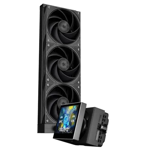 TR-Thermalright Stream Vision 360 Black Liquid CPU Kühler,3,5 '' IPS LCD-Bildschirm mit 680x480 Auflösung-magnetisch,kalter Kopf mit eingebautem eingebetteten Lüfter,360mm Kühler, für AM5,LGA1851/1700