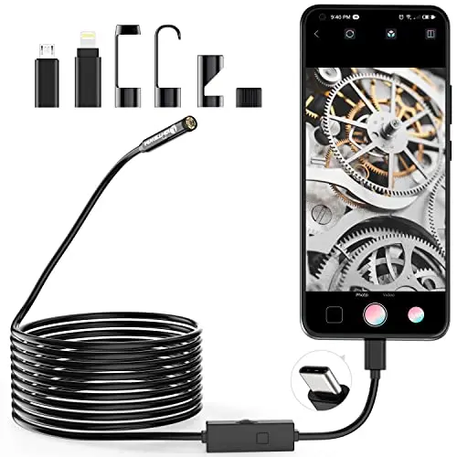 Lightswim Caméra d'inspection endoscopique Serpent 1920P, caméra de Type C avec 8 lumières LED pour Smartphone Android et iOS, iPhone, iPad, Samsung (16,5 Pieds/5 m)