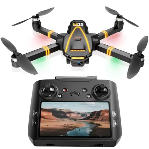 H11 GPS Drones avec Caméra Professionnel 4K pour Adultes (Radiocommande avec Écran) RC Drones FPV Pliable avec Moteur sans Balais, QuickShots, Longue durée de vol, Moins de 249g, C0