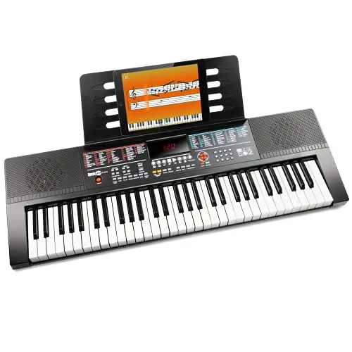 RockJam 61-Key Keyboard Piano with Sheet Music Stand, Piano Note Stickers & Lessons