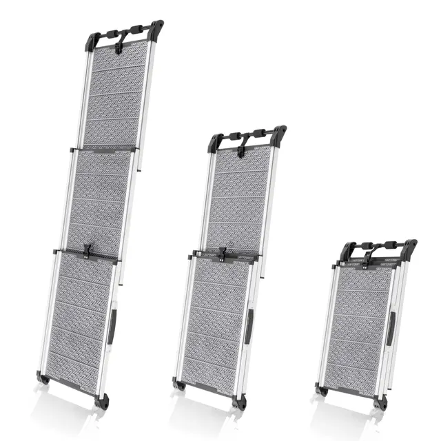 Rampe pour Chien Voiture, SUV - Rampe télescopique Extensible pour Grands Chiens - Stable - Antidérapante - Bordures réfléchissantes pour la sécurité de Nuit - Capacité 90kg - Clip de Fixation Gris