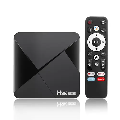Boitier Android 14.0 TV Box, TV Box Android with RK3518 Quad-Core 32bit Cortex-A53 Chip Mali 450 MP2 GPU Support 2G RAM 16G ROM Ethernet 10/100M 2.4G /5G Dual-Band WiFi HD 4K BT V5.4 Smart TV Box
