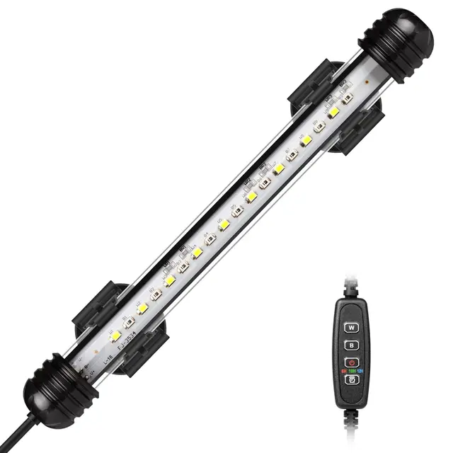 LED Lampe Aquarium, Lampe d'aquarium Submersible avec Minuterie arrêt Automatique, éclairage LED Bleu et Blanc Changeant de Couleur pour Aquariums de 20–40cm (19cm)