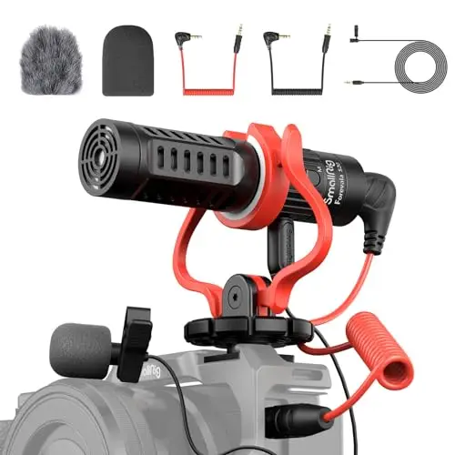 SMALLRIG Microphone Vidéo Universel avec Support Antichoc, Pare-Brise, Micro Compact sur Caméra pour Caméra Reflex Numériques et Caméscopes, pour Smartphones 3468