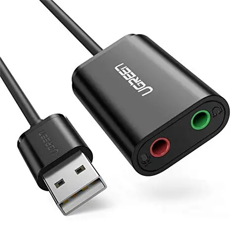 UGREEN Carte Son Externe USBA vers Adaptateur USB vers Jack 3,5mm Convertisseur de Carte Son USB Compatible avec PS5 PS4 Raspberry Pi Casque Gamer Enceinte Microphone Windows Laptop Mac Mini Noir