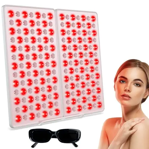 Lampe Infrarouge, Lampe Lumière Rouge Combo 850nm & 660nm, 182 LED Panneau de Lumière Rouge avec Minuterie et Support, Red Light Lampe Pour Visage,Dos, Muscle(lampe ne chauffent pas)
