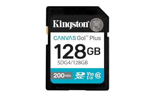 Kingston Canvas Go Plus SDXC Memory Card Gen4 200MB/s C10 UHS-I U3 V30 128GB-SDG4/128GB