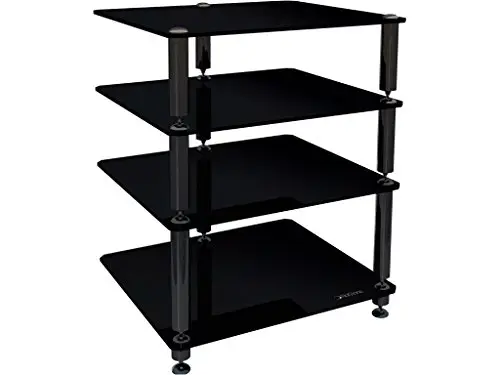 NorStone Bergen Meuble Hifi 4 tablettes modulables Pointes et Contre-pointes Finition Noir Laqué