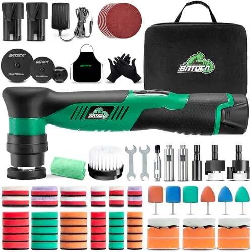 BATOCA S5 Polisseuse Sans Fil Professionnelle Mini Polisseuse Voiture 12V Polisseuse Voiture Sans Fil avec Modes DA&RO 25mm50mm75mm Machine à polir Batteries de 2Ah 6 Vitesses pour Polir 2000-5500PRM