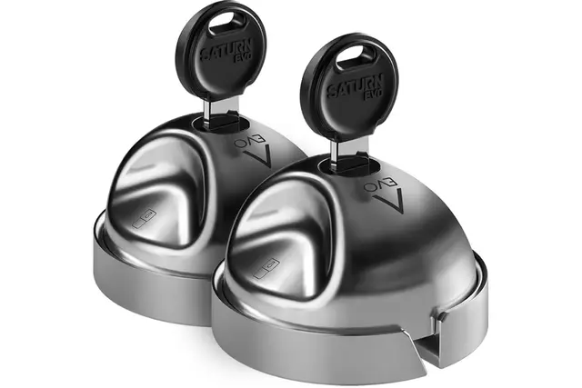 DAKEN Saturn Evo Double - Lot de 2 Serrures Antivols Robustes pour Véhicules Utilitaires, Verrouillage Manuel, Acier Inoxydable