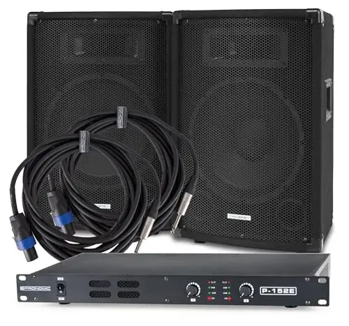 McGrey Set de Sonorisation DJ-01, 2X TP-10 Box, 1x P152-E Amplificateur, 2X BOXJ1-5 câbles, 200W RMS