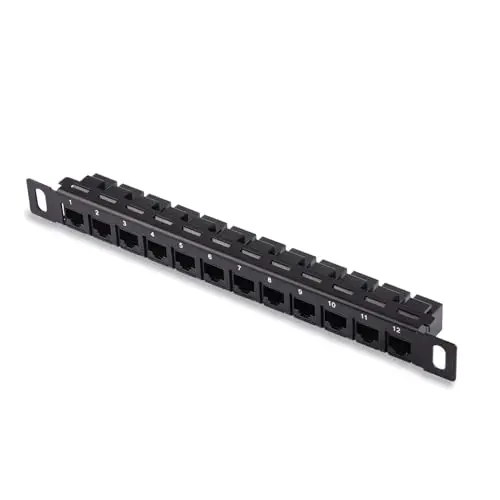 GeeekPi Panneau de brassage 12 ports, 0,5U CAT6 Panneau de brassage réseau pour DeskPi RackMate T1/T0/T2 Rack et rack de serveur/armoire réseau de 25,4 cm