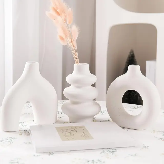 Gachiwar HGD3208 Vases en céramique blancs