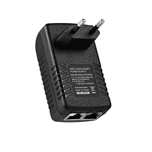 Adaptateur d'injecteur Gigabit PoE, 48V/0.5A IEEE 802.3af/at Passive PoE+ Standard 10/100/1000Mbps/1G/2G, Distances jusqu'à 100M, Plug and Play pour caméra IP/AP sans Fil/Vidéophone (NEU-G)