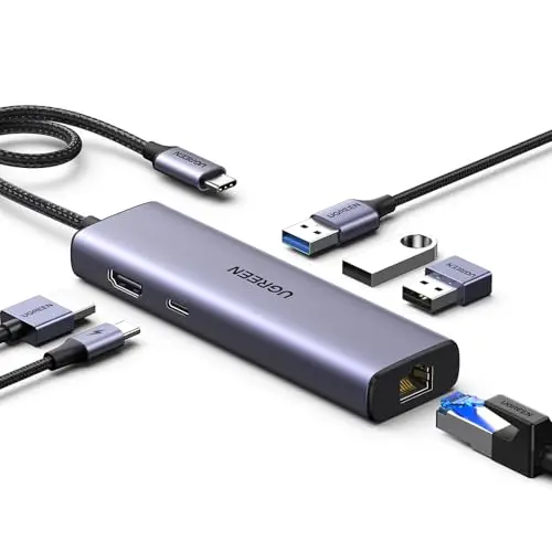 UGREEN Revodok 1061 Hub USB C Ethernet HDMI 4K PD 100W Charge 3 Data Ports 5Gbps Adaptateur RJ45 6 en 1 Docking Station Compatible avec MacBook Neo iPad Pro Air Mac Mini M4 iPhone 17 16 Pro Max