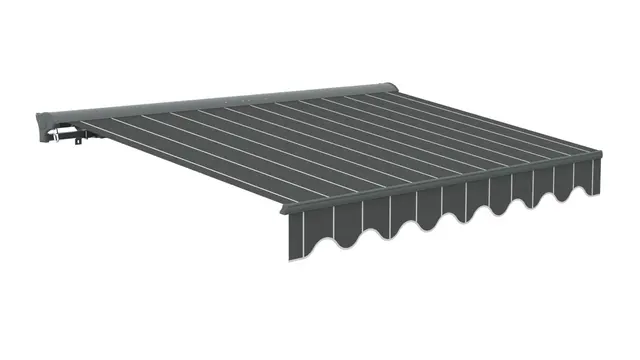 Canopée Store Banne Manuel Semi Coffre Gris et Blanc 4 x 3m – Store Rétractable pour Terrasse, Balcon et Jardin – Manivelle à Gauche – Aluminium et Polyester 280 g/m²