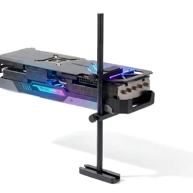 Support pour carte graphique Aerospace en aluminium - Réglable en hauteur - Support pour carte graphique vidéo - Support GPU (10 à 270 mm, noir)
