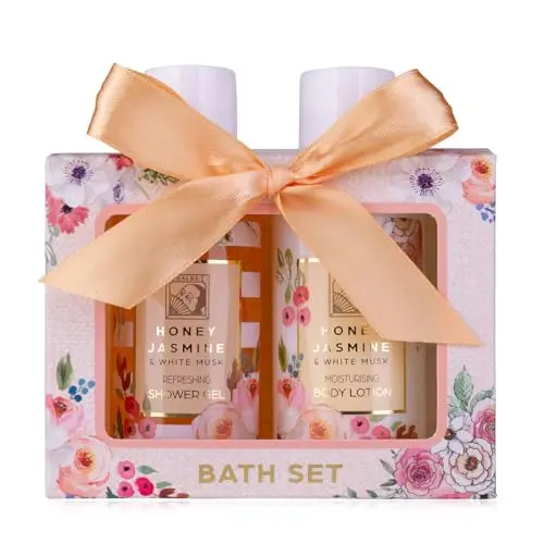 Accentra Set de soins douche pour femmes HONEY JASMINE - Gel douche et lotion dans une belle boîte cadeau - Idéal pour la Saint-Valentin, la Fête des mères & Noël