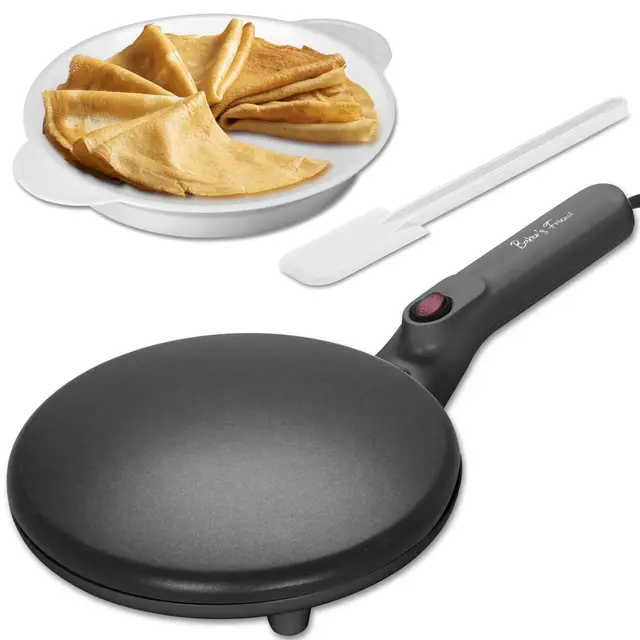 Baker's Friend Crêpière Instantanée, Poêle à Crêpes Avec Poignée Anti-Brûlure (Cool-touch), Surface de Cuisson Antiadhésive de 20 cm, Anti-Adhérence, Régulation Automatique de la Température, Graphite