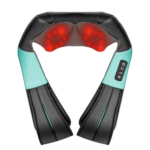 Nekteck Massage du Cou et du Dos avec Chaleur Apaisante et Oreiller de massage 3D en Tissu Électrique Profond, Peut Soulager les Douleurs Musculaires des Épaules et du Corps (Bleu)