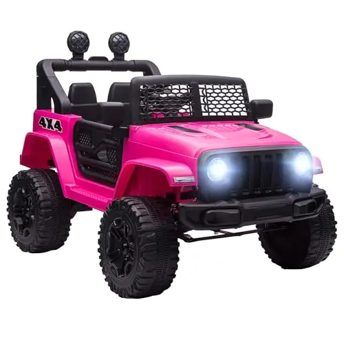 HOMCOM Voiture électrique pour Enfants Roue arrière motrice 12 V 5 km/h Max. avec télécommande Son et Effet Lumineux dim 100L x 65l x 72H cm Rose