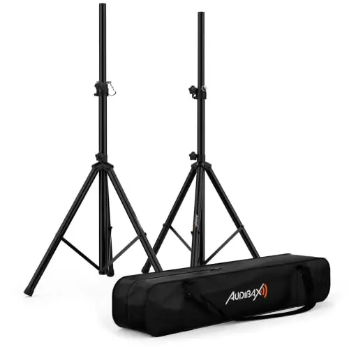 Audibax Neo 130 - Support Professionnel pour Haut-Parleurs - Paire de Trépied pour haut-Parleurs - Sac de transport Inclus - Trépieds Extensible - Hauteur Réglable de 120 à 180 cm - Poid Maximum 30 kg