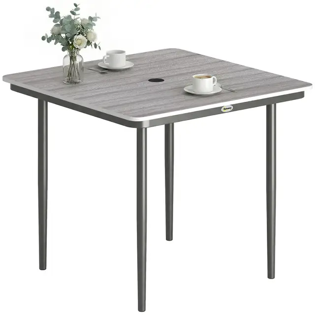 outsunny table jardin carrée 4 pers gris