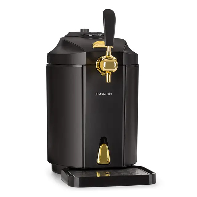 KLARSTEIN Skal - Tireuse à bière, Machine à bière, Appareil à bière, Adapté pour fûts de 5 litres, Système de cartouches CO2 à pression, 3 cartouches CO2 incluses, Écran LED, Silencieux, noir