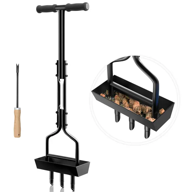 Aérateurs de Gazon Manuels, Aérateur de Pelouse Aérateur à Gazon Manuel Aérateur Gazon Aerateur Pelouse Core Aérateur avec Bac de Rangement et Outils de Jardin, Poignée Noire