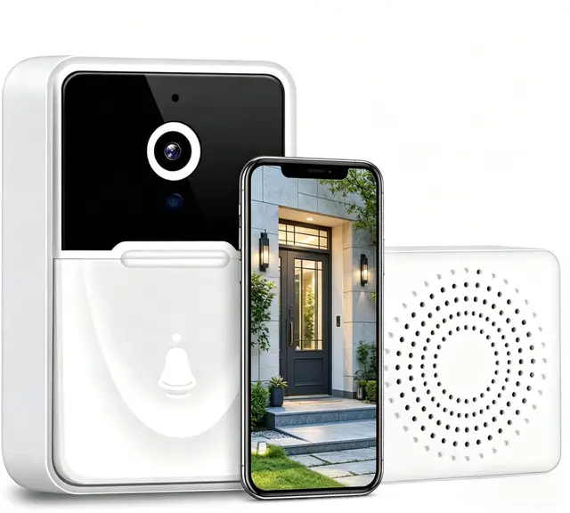 Sonnette sans fil WiFi avec caméra, sonnette caméra 1080p HD, surveillance vision nocturne, interphone à domicile, équipement de sécurité intelligent, sonnette vidéo wifi audio bidirectionnel