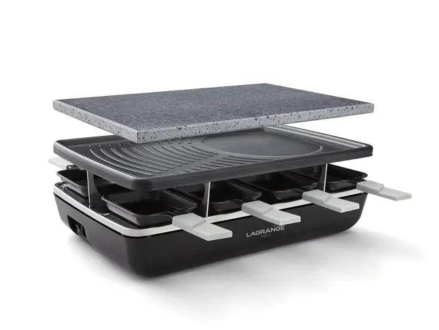 LAGRANGE, Raclette Element Grill + Pierre de cuisson, 8 personnes, Multifonctions, 1200 W, Fabrication française, Pierre de lave naturelle, 179601