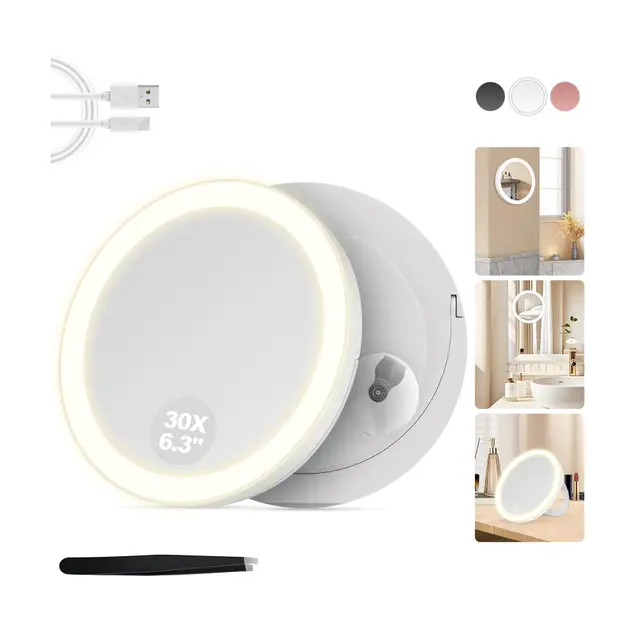 MOMOKUBA Miroir Grossissant 30x Éclairage LED Mural