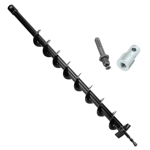 QWORK® Foret de Terre, ⌀ 60 mm Tarière pour Perceuse avec Adaptateur, Foret 80 cm, pour Percer Trous et Planter Arbres