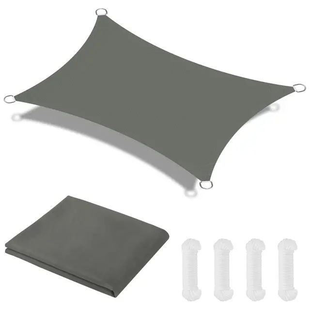 OFFCUP Voile d'ombrage Rectangulaire 2 * 3m, Toile Ombrage avec 4 Corde Libre, Auvent Imperméable UV Protection, Imperméable Toile Ombrages pour Jardin Terrasse Extérieur Patio Piscine Balcon(Gris)