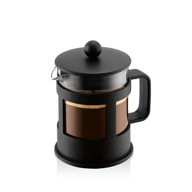 Bodum Kenya Cafetière à Piston - 500ml / 4 Tasses - Cafetière Manuelle en Verre Borosilicate et Inox - Passe au Lave-Vaisselle - Fabriquée au Portugal
