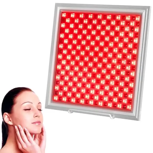 Lampe Infrarouge, Relassy Lumiere Rouge Visage 660nm 850nm, 5 Niveaux de Luminosité, 289 LEDs avec Support Et Minuterie, pour Le Visage, Le Corps, Cadre En Aluminium Lampe Ne Chauffe