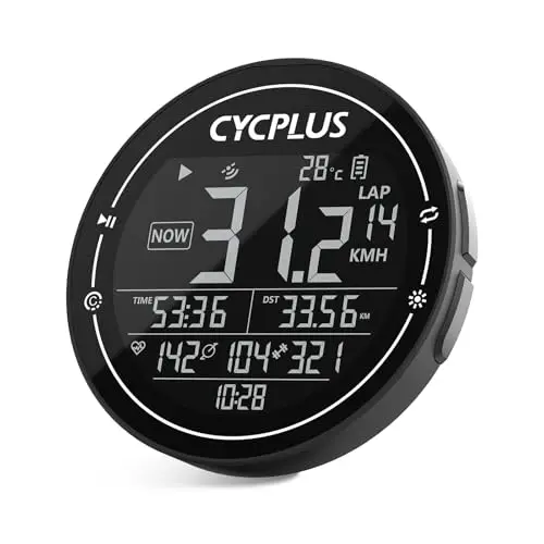 CYCPLUS Ordinateur de vélo GPS - Ordinateur de vélo sans Fil étanche IPX6 - Tacho de vélo Ant+ - Ordinateur de vélo sans Fil Bluetooth 5.0 - Compatible avec Strava