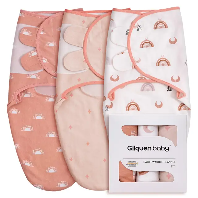 GLLQUEN BABY 0-3 Mois Pucksack bébé Swaddles bébé Gigoteuse Nouveau-nés, Gigoteuse pour Tout-Petits, Unisexe, Lot de 3 Langes, 100% Coton Bio（Le café）
