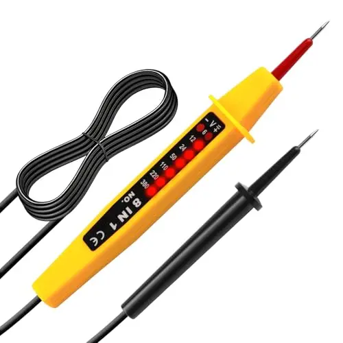 Testeur de Tension 6-380V AC/DC, Testeur Électrique Numérique 8 In 1, Teste Electricien avec Affichage LED, Teste Continuité Electrique Ergonomique Haute Précision pour Inspection et Entretien