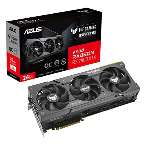 ASUS TUF GAMING Radeon RX 7900 XTX OC Edition – Carte graphique gaming (24GB GDDR6X, PCIe 4.0, HDMI 2.1a, DisplayPort 2.1, ventilateurs axiaux)