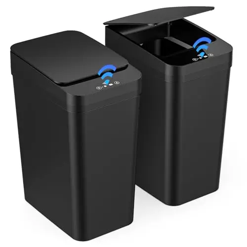 2 Poubelle Salle Bain, Electrique 12 L avec Capteur Automatique, 3 Modes de Fonctionnement, Poubelle Intelligente étanche et Silencieuse, pour Cuisine, Bureau, Toilette