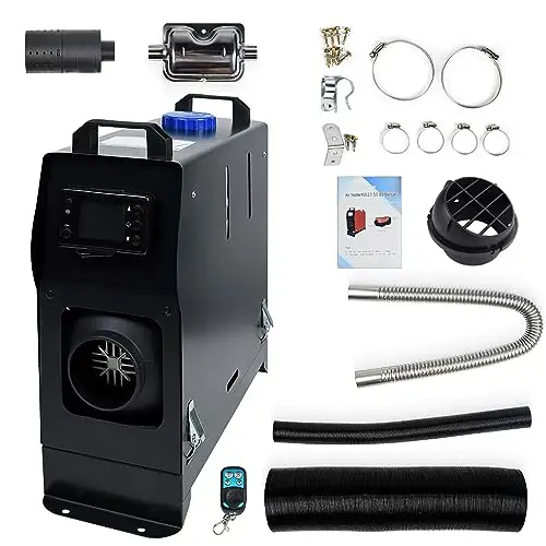 UISEBRT Chauffage Diesel 8KW 12V, Chauffage à air Diesel avec Silencieux, télécommande, écran LCD pour Voiture, RV, Bateaux, camions, Noir - Style B