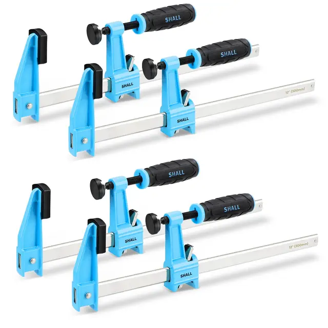 SHALL Jeu de Serre-joint Métallique à Libération Rapide 4 Pièces, Largeur de Serrage 304 mm(12 Zoll), Force de Serrage Maximale de 272 kg(660 Pfund),clip de menuiserie