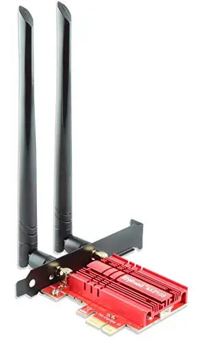 Carte WiFi 5400Mbps PCIe WiFi 6E Bluetooth5.3, Intel WiFi 6E AX210, Tri-Bandes (6GHz/5GHz/2.4GHz) Carte WiFi 6 pour PC Win 11/10(64Bit)