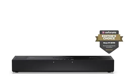 Sharp HT-SB700 Barre de Son compacte 2.0.2, Dolby Atmos, Bluetooth avec HDMI eARC/CEC, Puissance Totale de 140 W, 52 cm, Noir