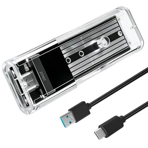 Boîtier SSD M.2 SATA NGFF USB C, Adaptateur M2 Sata sans Outils pour NGFF 2230 2242 2260 2280 B / B+M Key, Lecteur SSD M2 USB 3.1 Gen1 5Gbps, Mini Disque Externe Non Compatible NVMe / M-Key
