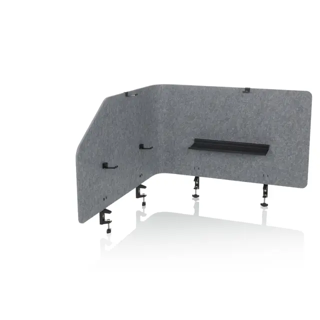 hjh OFFICE Cloison Acoustique pour Bureau FLEXMIUT T Top 50 x 160 cm Tissu de Protection visuelle, cloison de Bureau, Gris, 891015