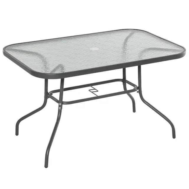 Outsunny Table de Jardin rectangulaire dim. 120L X 80l x 70H cm métal époxy Gris Plateau Verre trempé