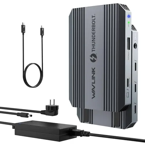 Station d'accueil Thunderbolt 4, WAVLINK USB C Hub avec Double Affichage 4K@60Hz, 100w Power Delivery, USB-A 3.2 Gen 2, pour MacBook Pro/Air M1 M2 M3, Ordinateur Portable Thunderbolt 4/3
